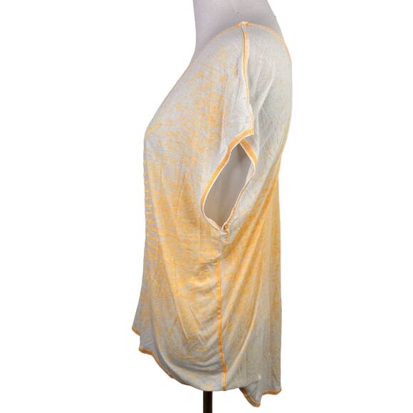 Chaser Yellow Burnout Imagine V-Neck Blouse Size Small - Picture 6 of 8